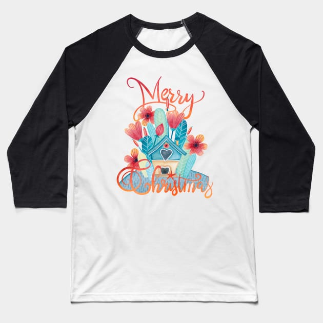 Merry Little Daisy House Baseball T-Shirt by Gingerlique